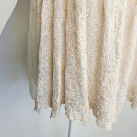 Angela Italy Silk Blouse Large Pink Embroidered Boho Peasant Cottage Coquette - Picture 12 of 16